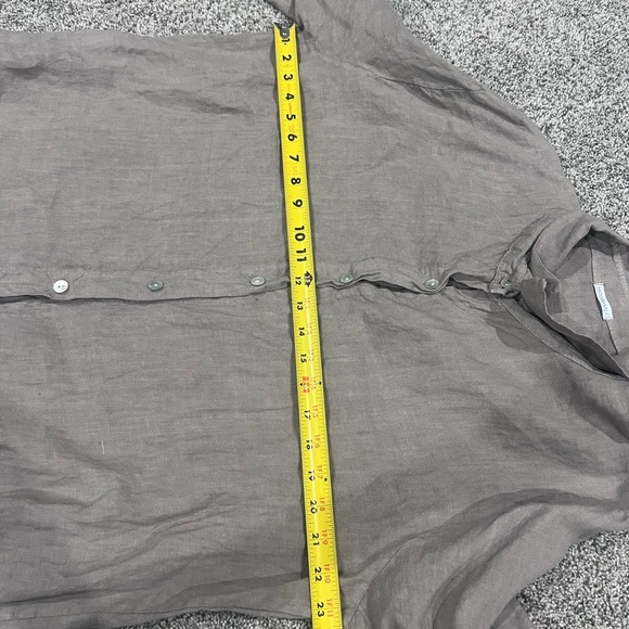 Modamalfi Made In Italy 100% Linen Button Front Shirt Dress Taupe Grey M/L - Picture 5 of 9